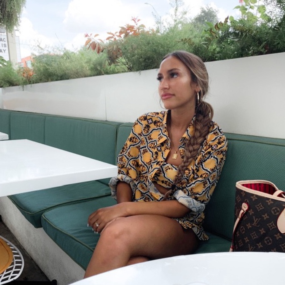 Patterned swimsuit cover Yellow and Black Shirt with Matching swimsuit Bottoms